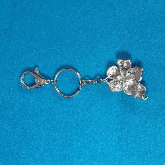 Pink Enameled Flower Purse Charm Keyring - Picture 3 of 5